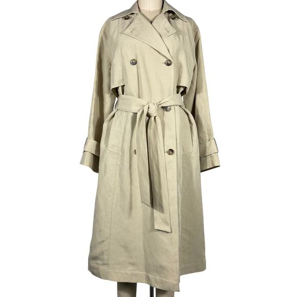 Wilfred 'Phase' Tan Linen Trench Coat Size 2XS NWT - Picture 2 of 6